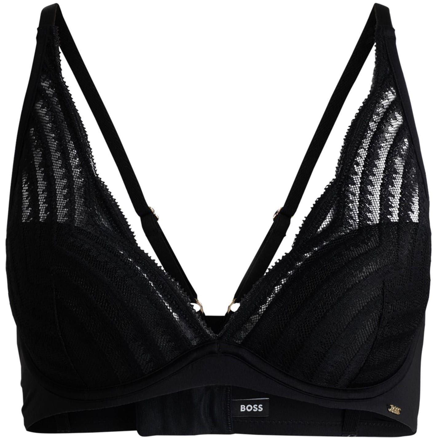 Black - Front - Boss Womens-Ladies Wave Pattern Lace Underwired Bra