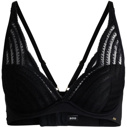 Black - Front - Boss Womens-Ladies Wave Pattern Lace Underwired Bra