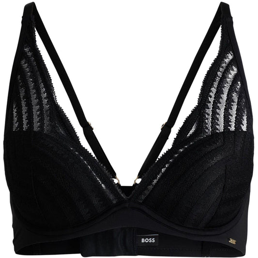 Black - Front - Boss Womens-Ladies Wave Pattern Lace Underwired Bra