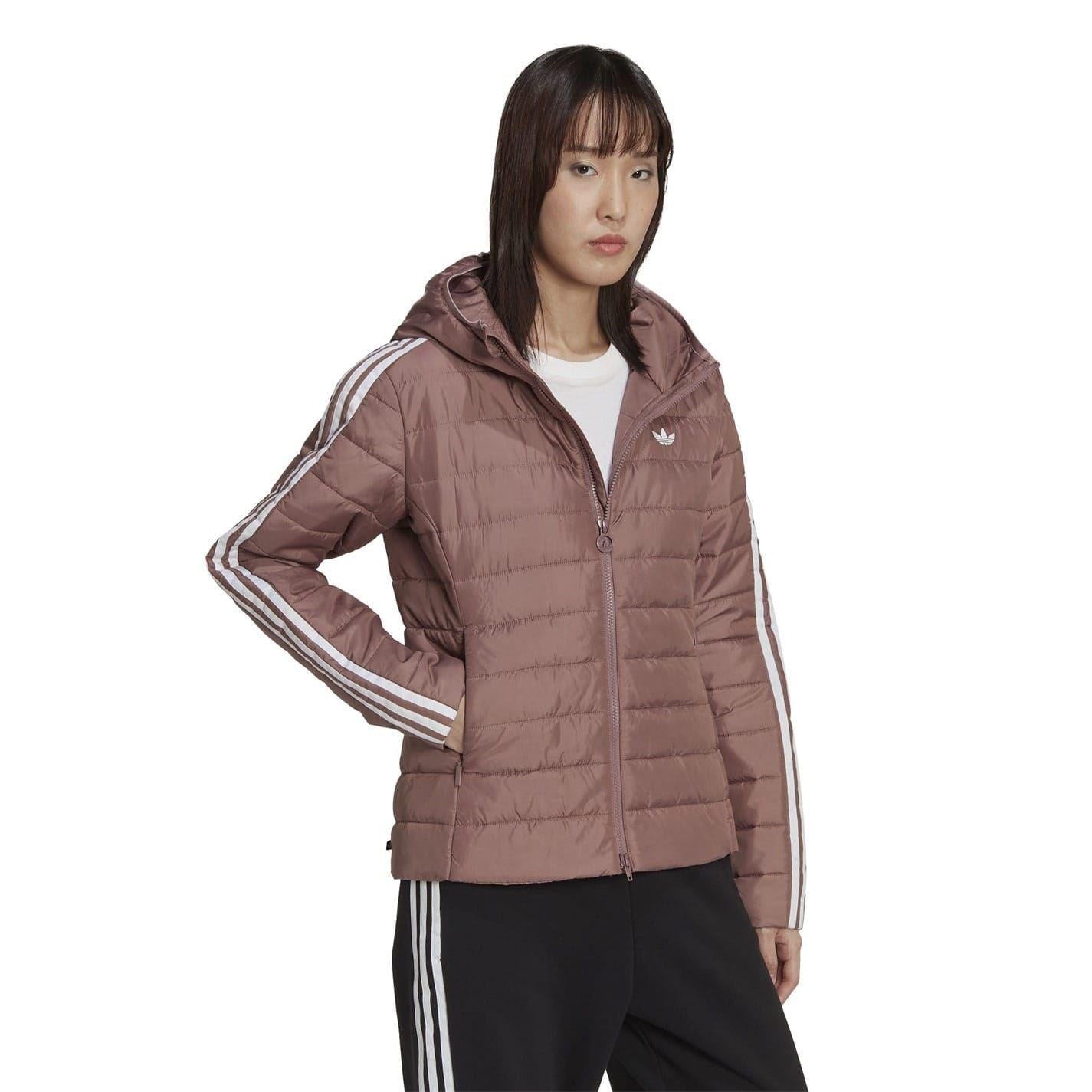 Burgundy - Side - Adidas Womens-Ladies Originals Slim Hooded Jacket