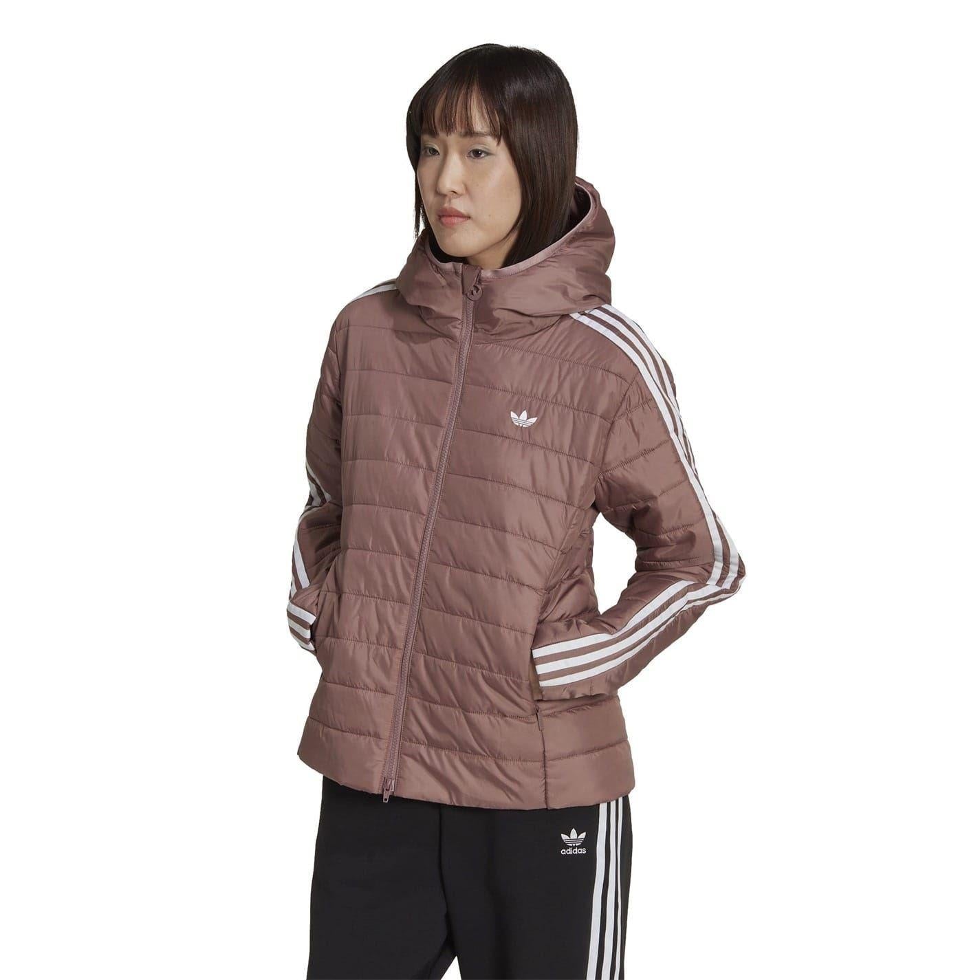 Burgundy - Pack Shot - Adidas Womens-Ladies Originals Slim Hooded Jacket