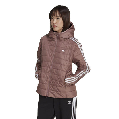 Burgundy - Pack Shot - Adidas Womens-Ladies Originals Slim Hooded Jacket