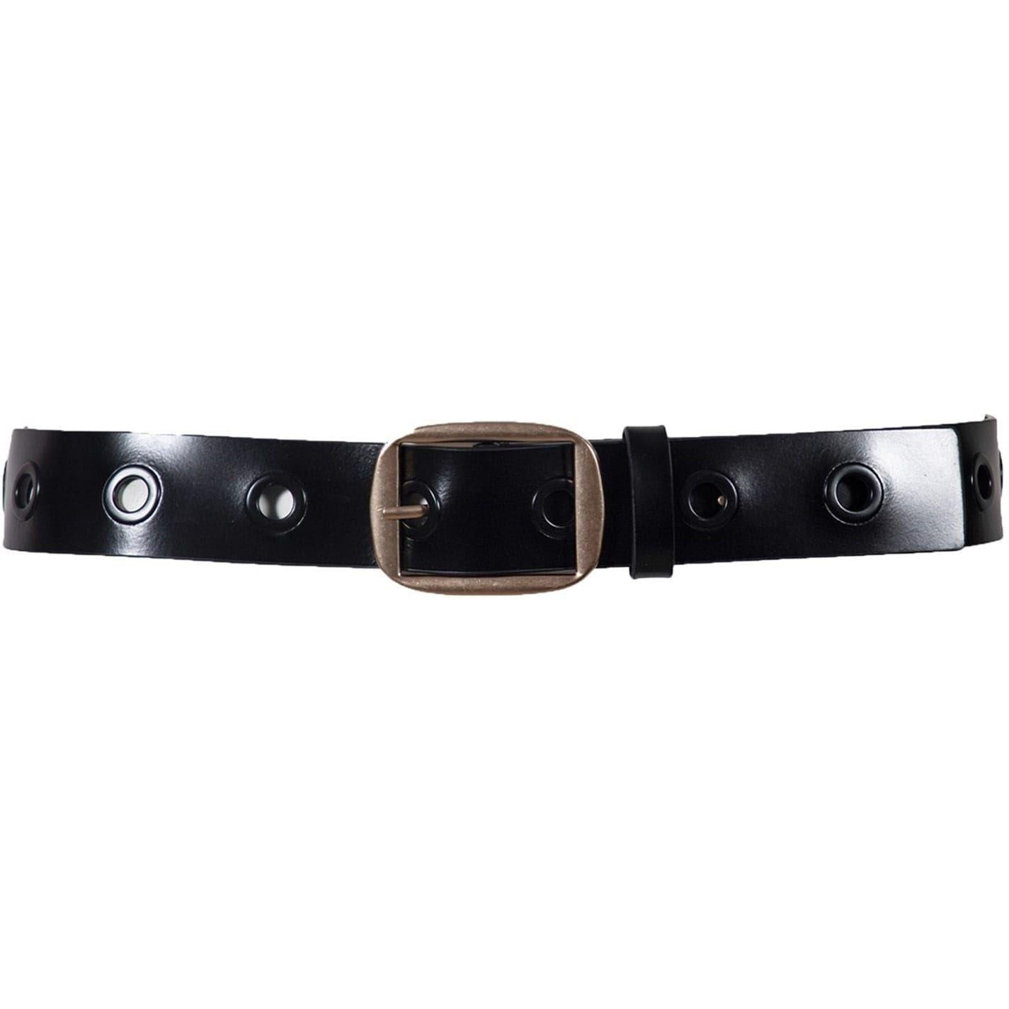 Black - Back - AllSaints Womens-Ladies Eyelets Leather Belt
