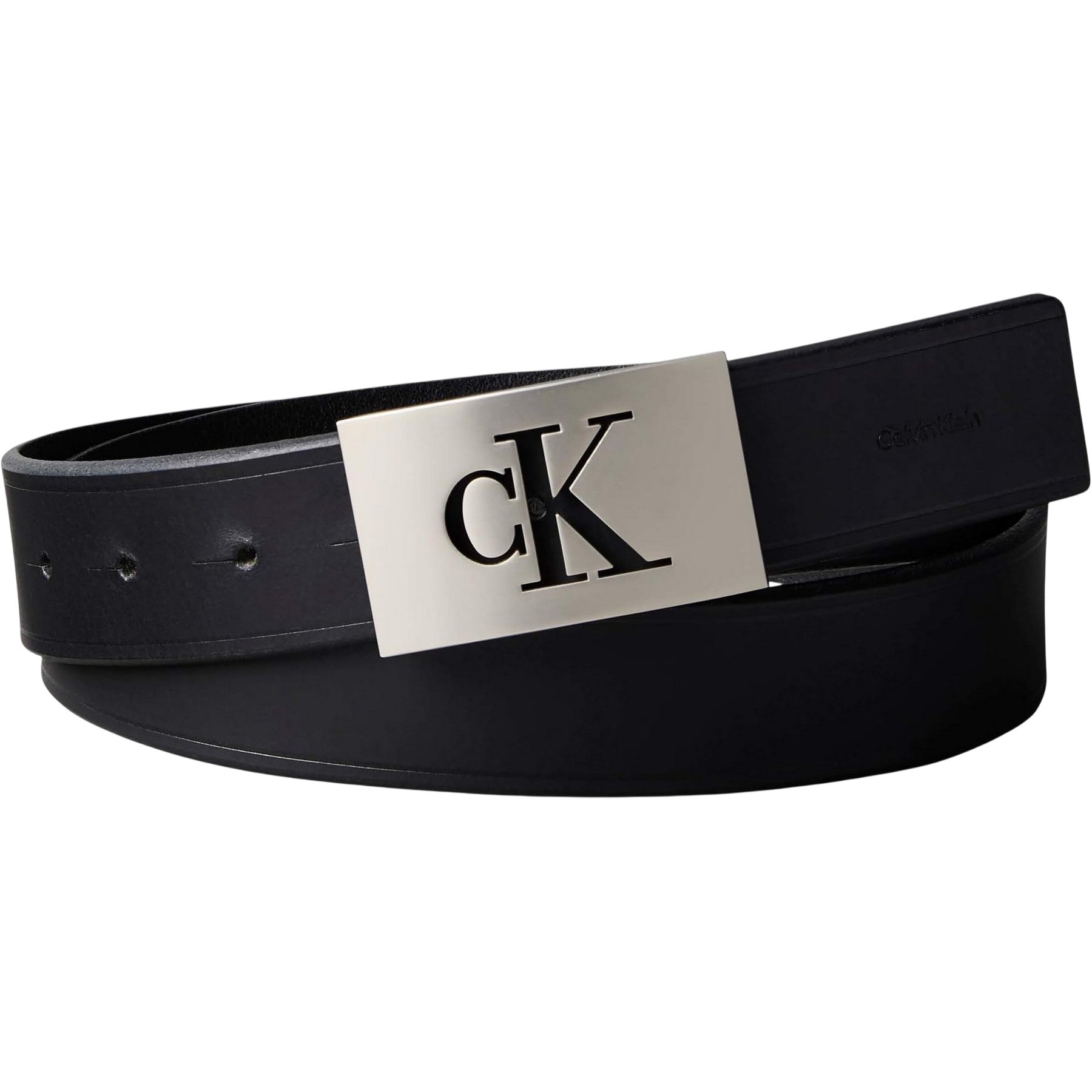 Black-Silver - Back - Calvin Klein Mens Leather Belt