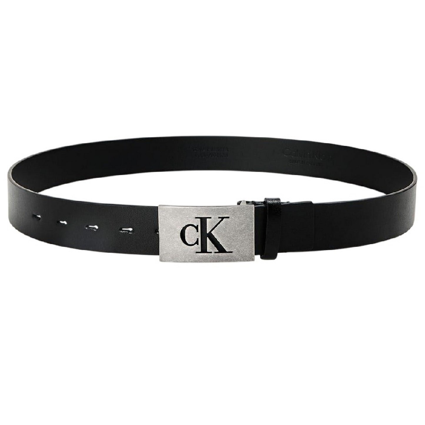 Black-Silver - Front - Calvin Klein Mens Leather Belt