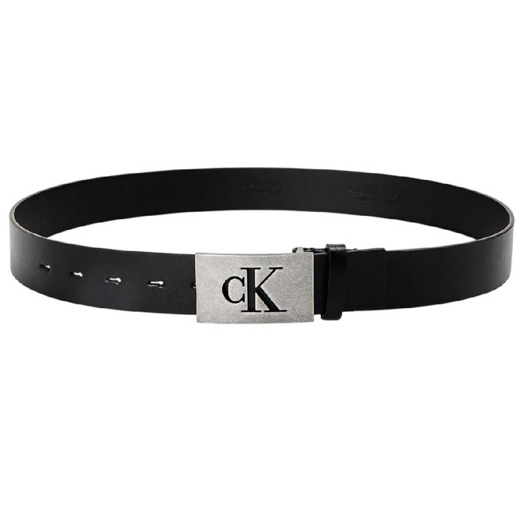 Black-Silver - Front - Calvin Klein Mens Leather Belt