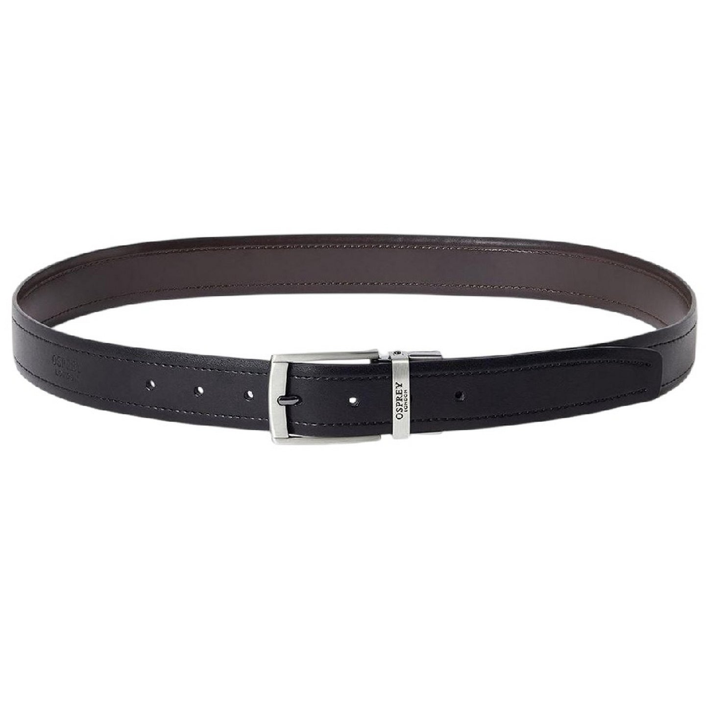 Black-Chocolate - Front - Osprey Mens Darwin Reversible Leather Belt