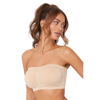 White-Nude - Back - Be You Womens-Ladies Strapless Sports Bra (Pack of 2)