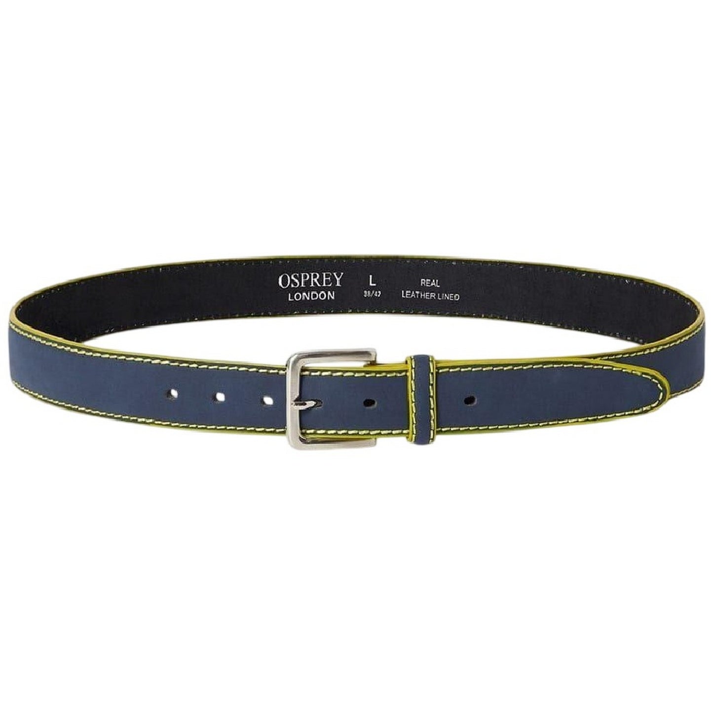 Navy-Yellow - Front - London Dickens Leather Belt
