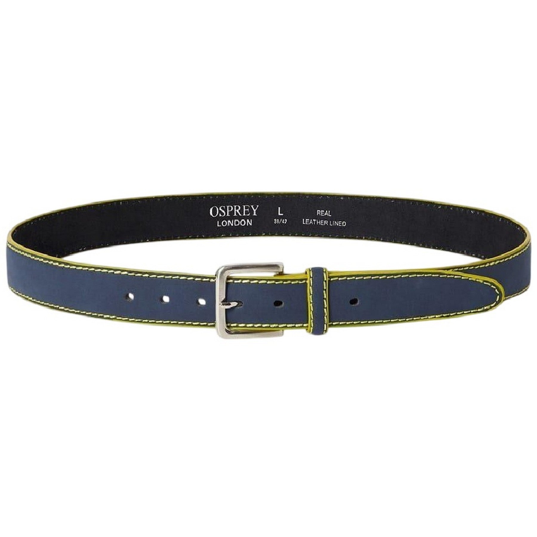 Navy-Yellow - Front - London Dickens Leather Belt