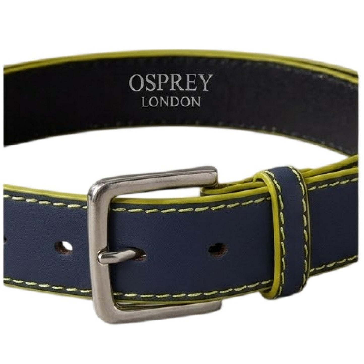 Navy-Yellow - Side - London Dickens Leather Belt