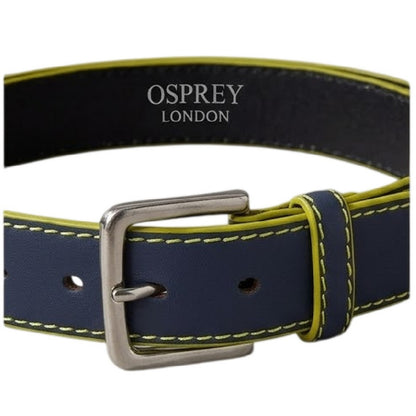 Navy-Yellow - Side - London Dickens Leather Belt