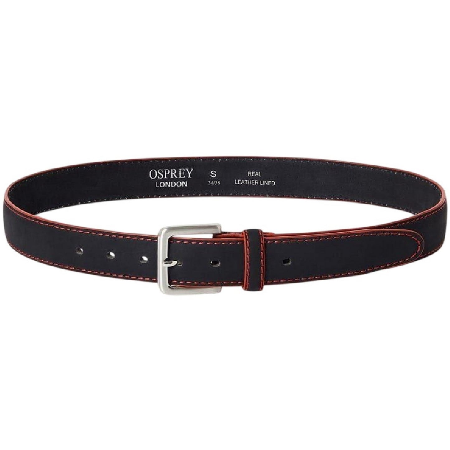 Black-Red - Front - London Dickens Leather Belt