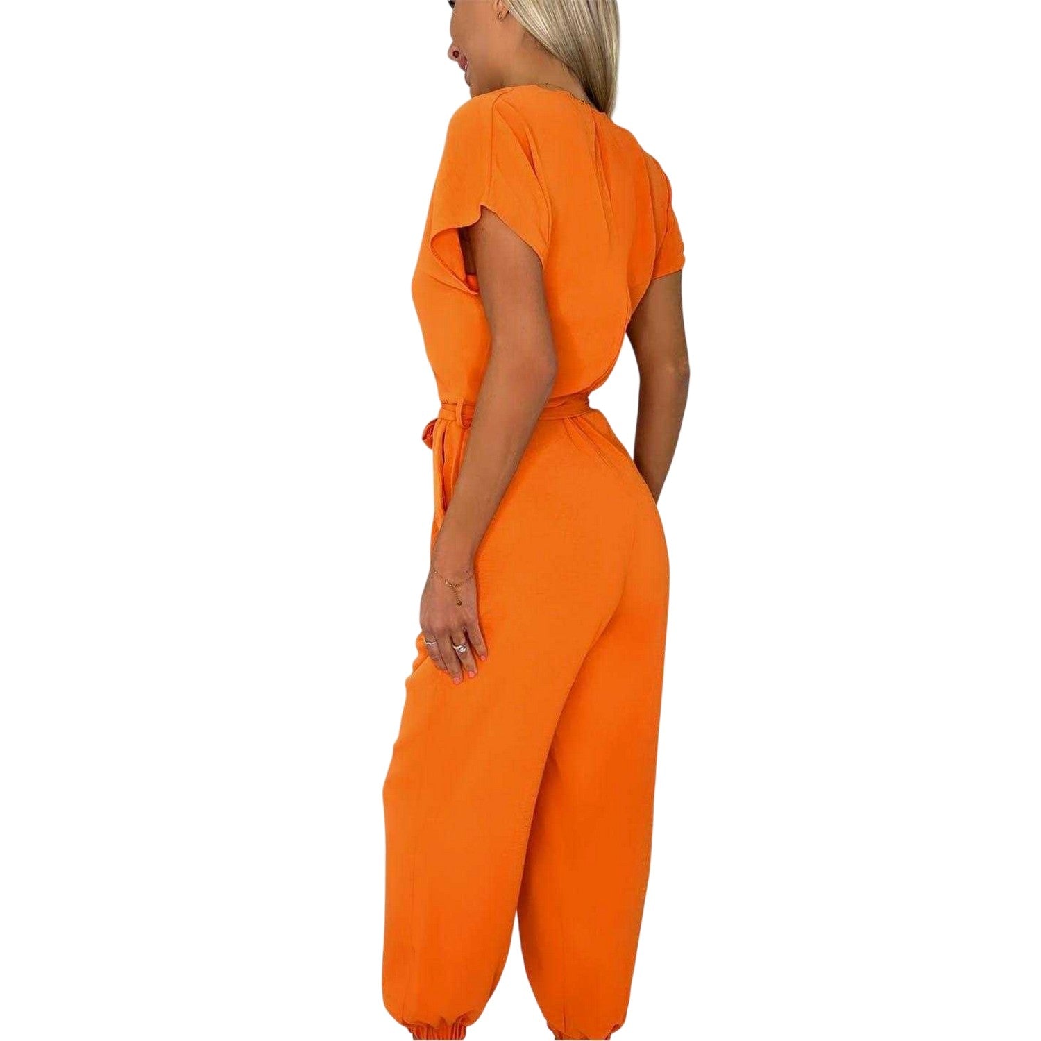 Burnt Orange - Back - AX Paris Womens-Ladies Polyester Belted Jumpsuit