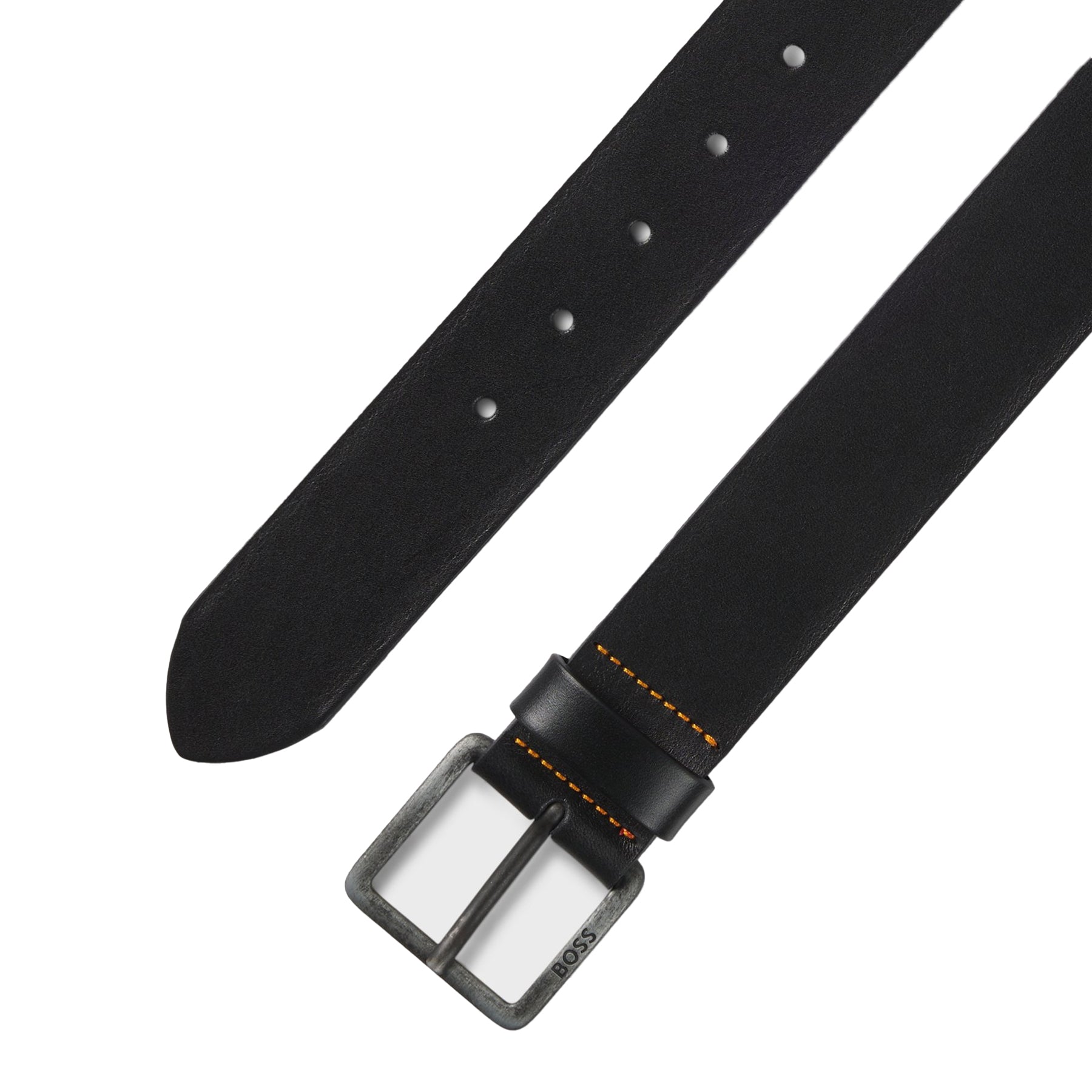 Black - Back - Boss Mens Cowhide Leather Belt