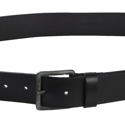 Black - Side - Boss Mens Cowhide Leather Belt