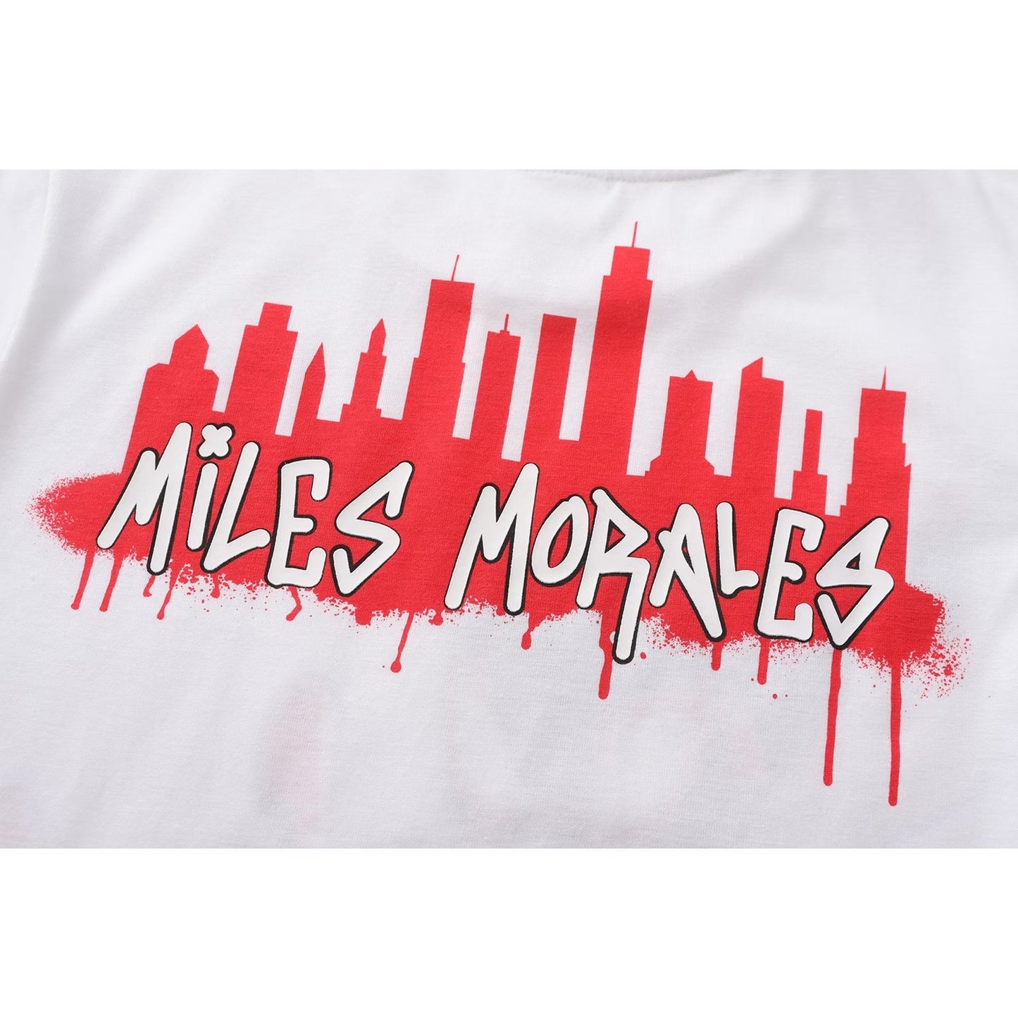 White - Side - Spider-Man Boys Miles Morales Short-Sleeved T-Shirt