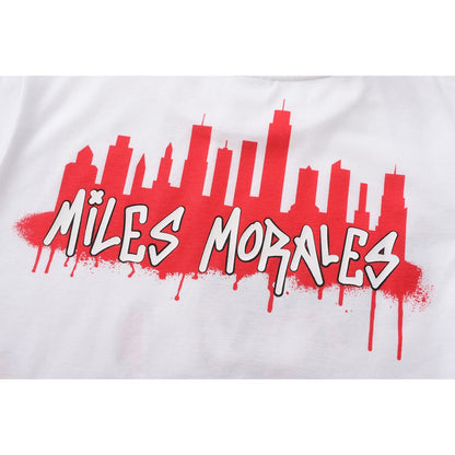 White - Side - Spider-Man Boys Miles Morales Short-Sleeved T-Shirt