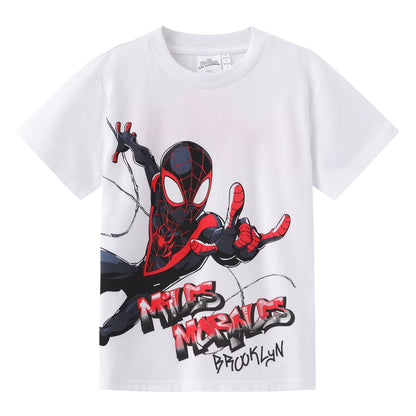 White - Front - Spider-Man Boys Miles Morales Short-Sleeved T-Shirt