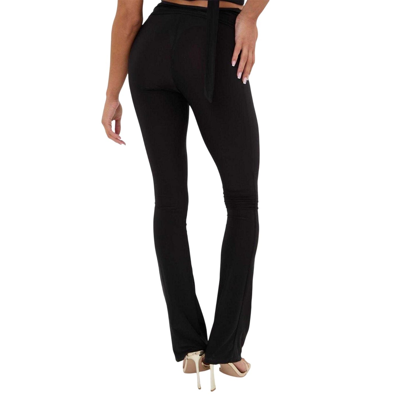 Black - Back - I Saw It First Womens-Ladies Detail Flared Trousers
