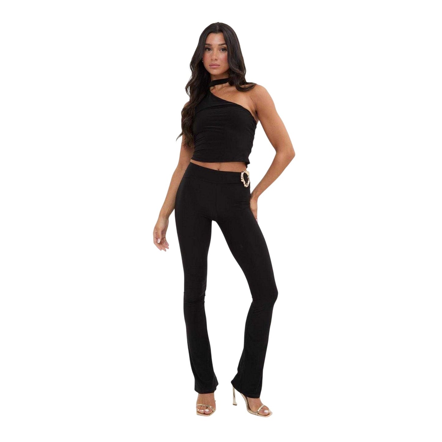 Black - Lifestyle - I Saw It First Womens-Ladies Detail Flared Trousers