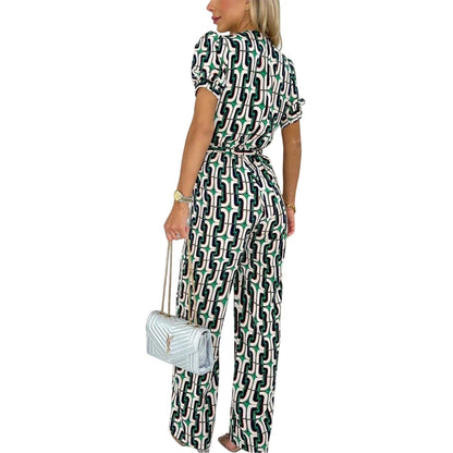Multicoloured - Back - AX Paris Womens-Ladies Geometric Pattern Belted Jumpsuit