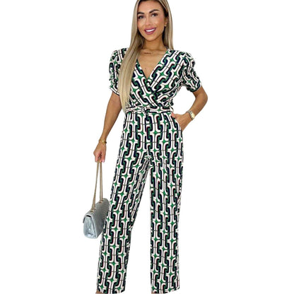Multicoloured - Side - AX Paris Womens-Ladies Geometric Pattern Belted Jumpsuit