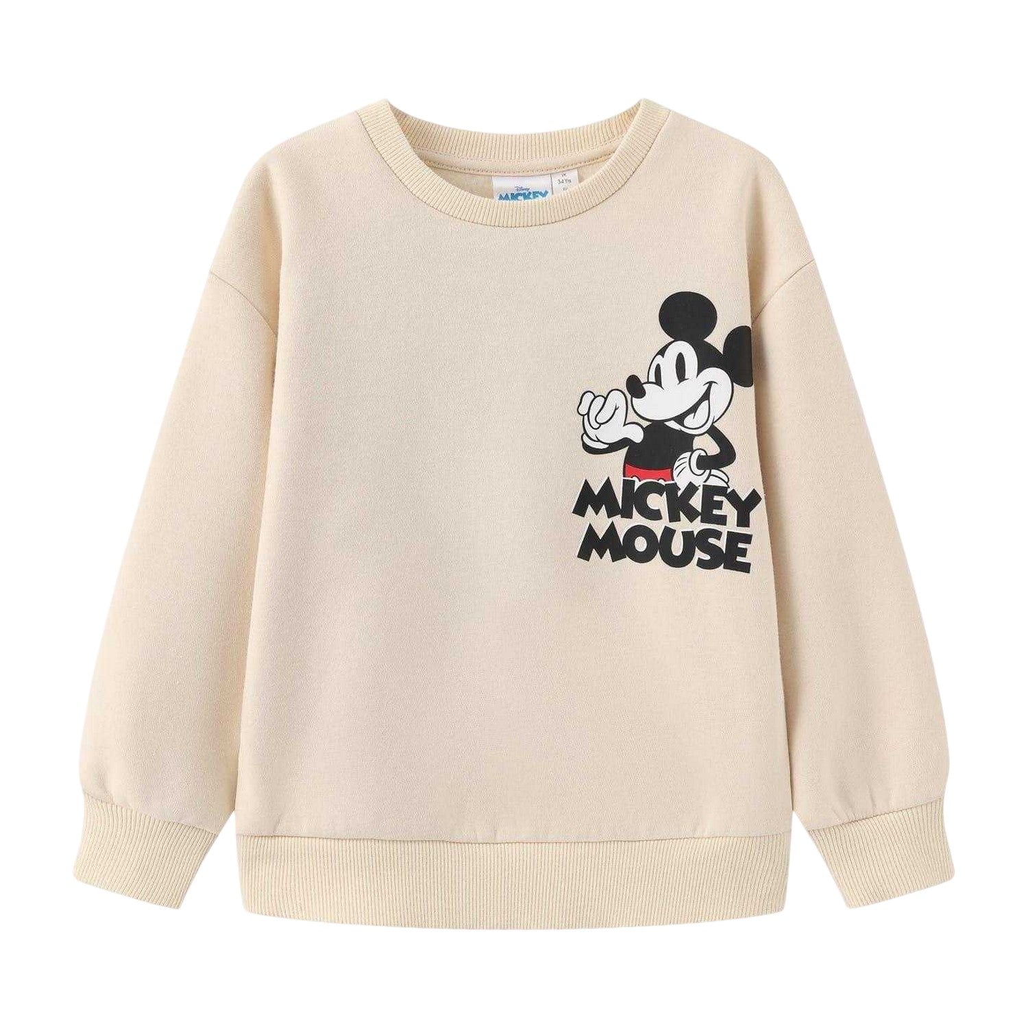 Grey - Back - Mickey Mouse Childrens-Kids Brushed Back Sweatshirt & Jogging Bottoms