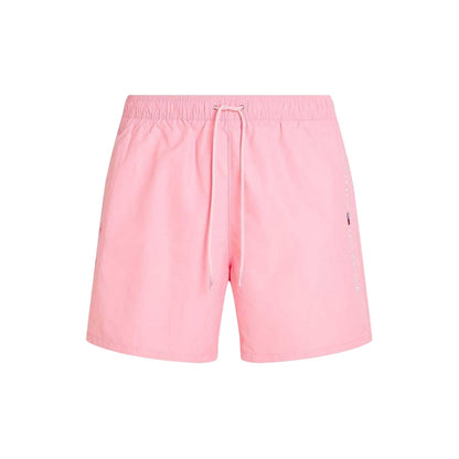 Pink - Front - Tommy Hilfiger Mens Plain Regular Swim Shorts