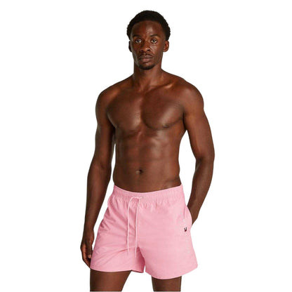 Pink - Side - Tommy Hilfiger Mens Plain Regular Swim Shorts