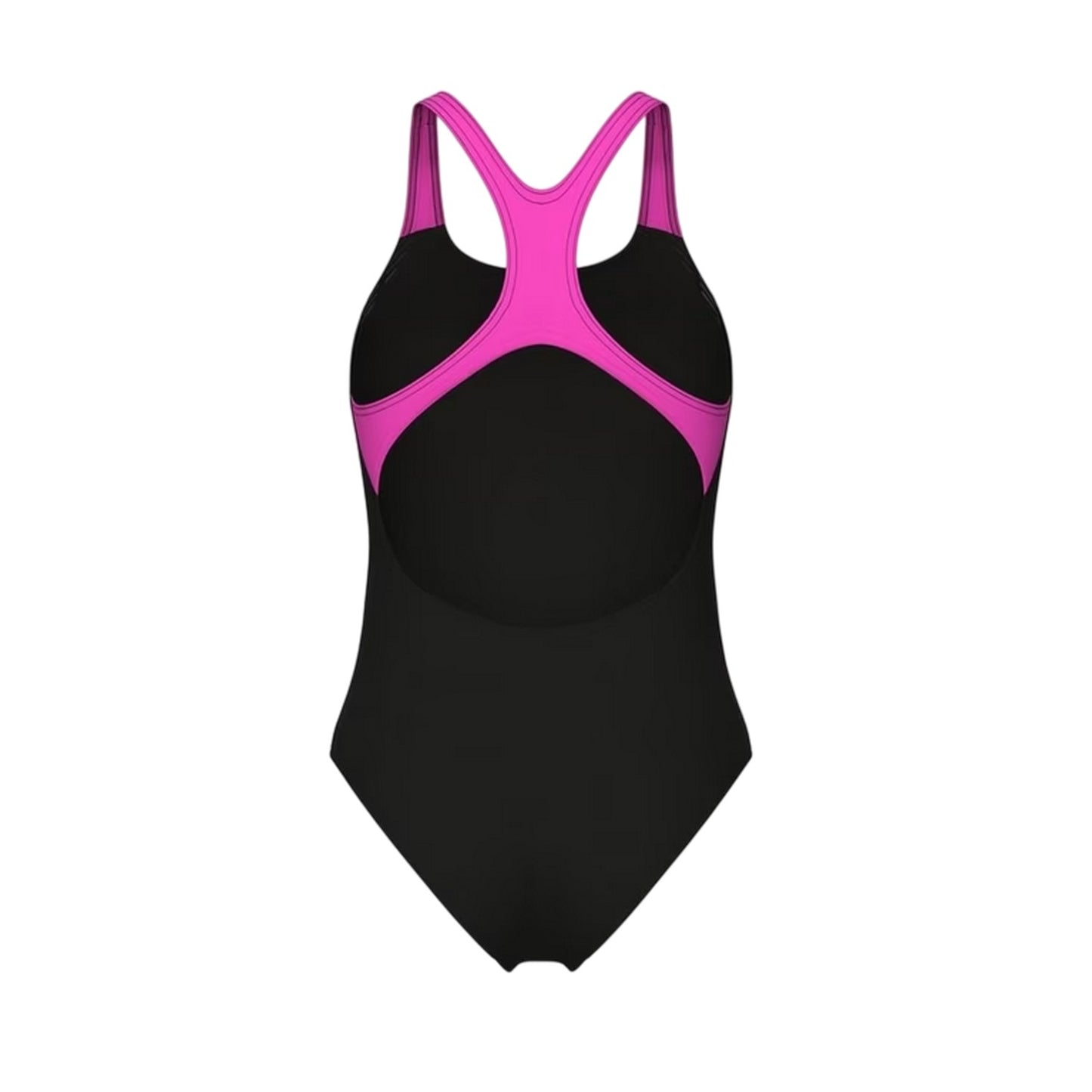 Black-Pink - Back - Arena Womens-Ladies Poseidnia Geometric One Piece Swimsuit
