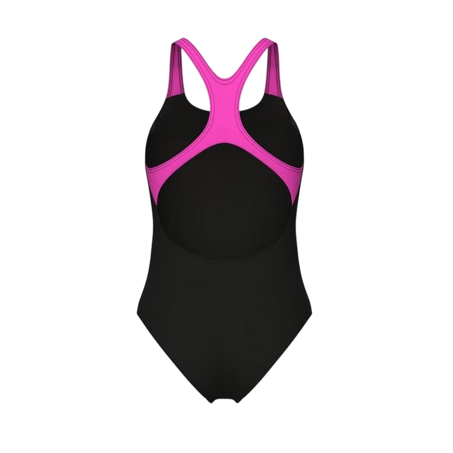 Black-Pink - Back - Arena Womens-Ladies Poseidnia Geometric One Piece Swimsuit