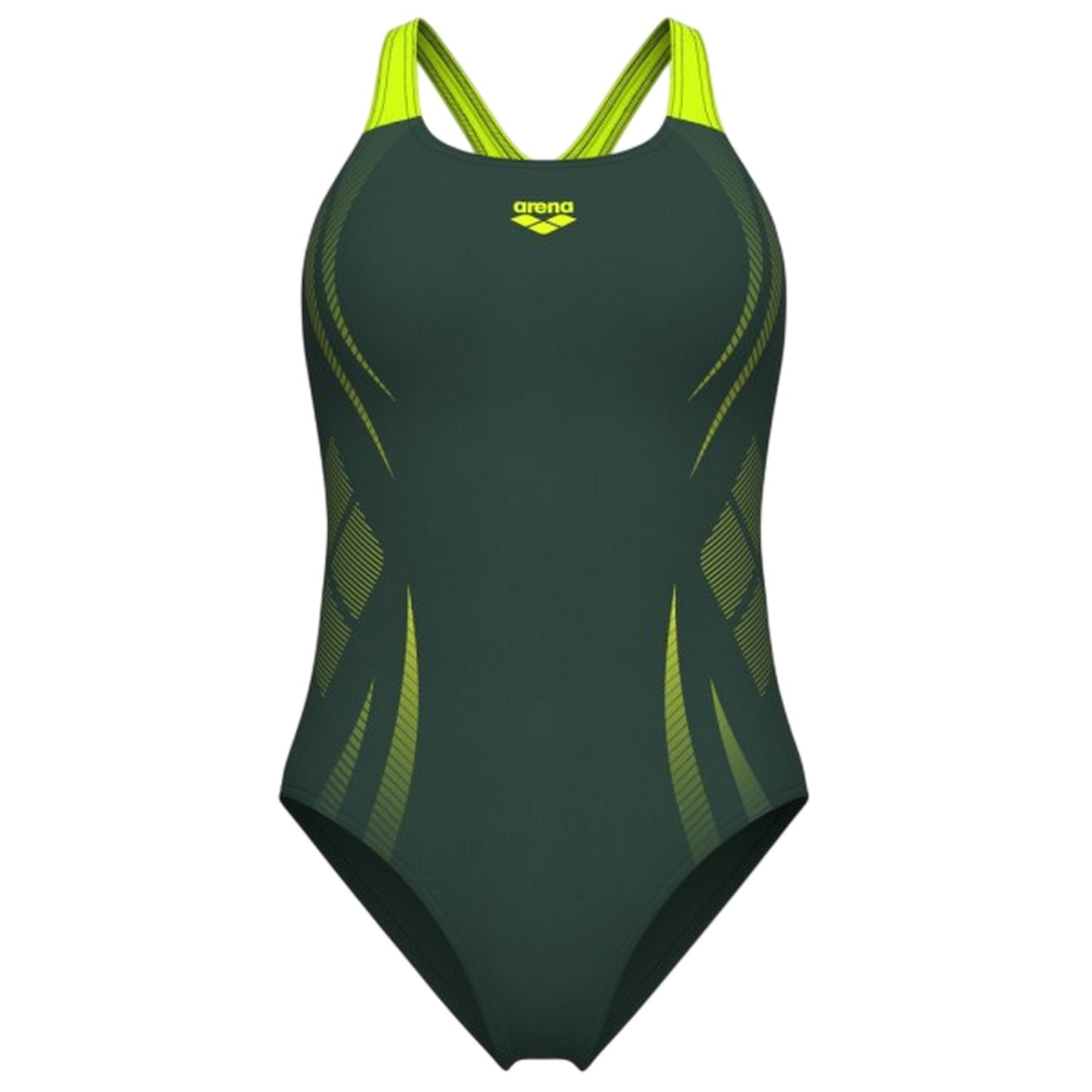 Sage-Lime - Front - Arena Womens-Ladies Poseidnia Geometric One Piece Swimsuit