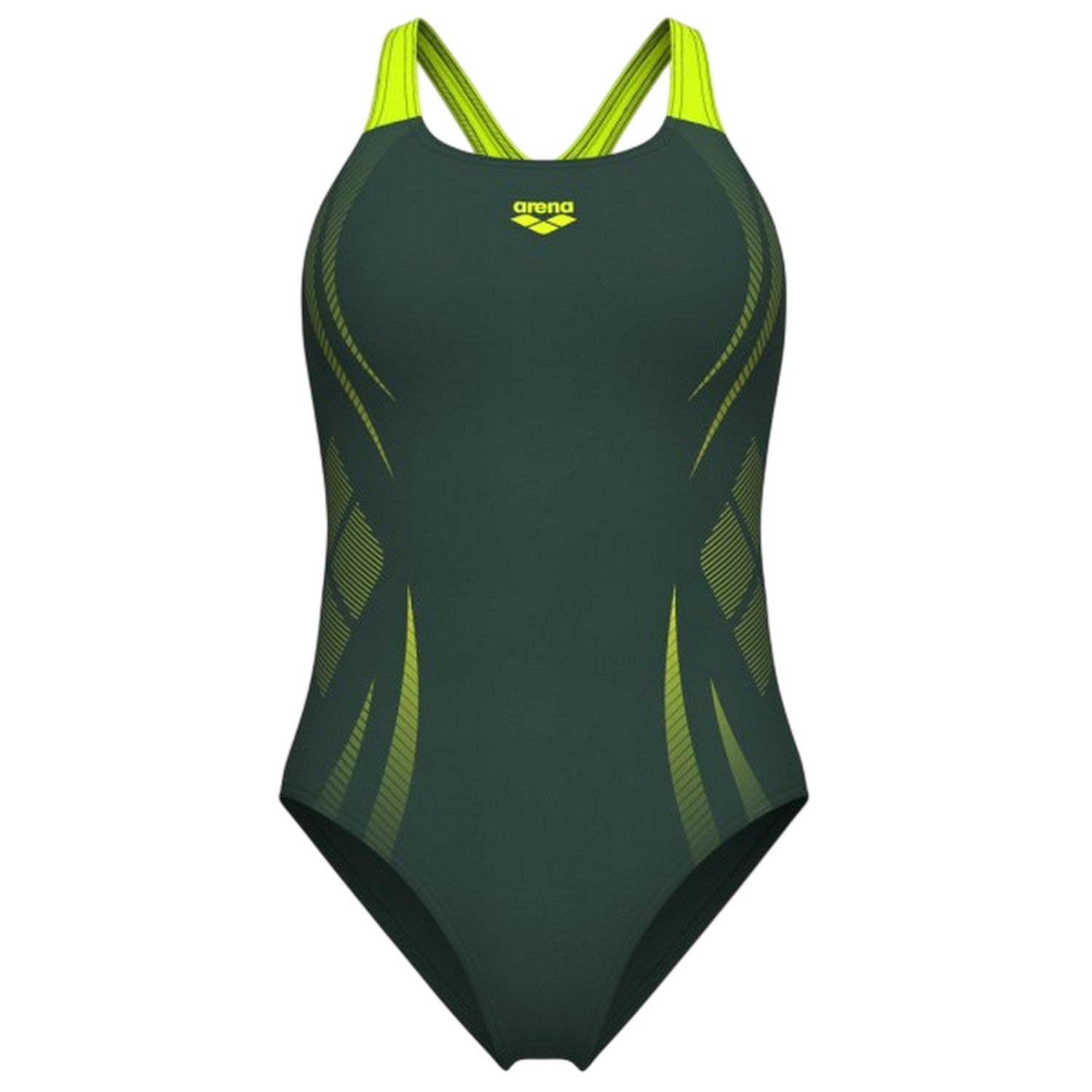 Sage-Lime - Front - Arena Womens-Ladies Poseidnia Geometric One Piece Swimsuit