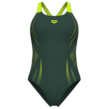 Sage-Lime - Front - Arena Womens-Ladies Poseidnia Geometric One Piece Swimsuit