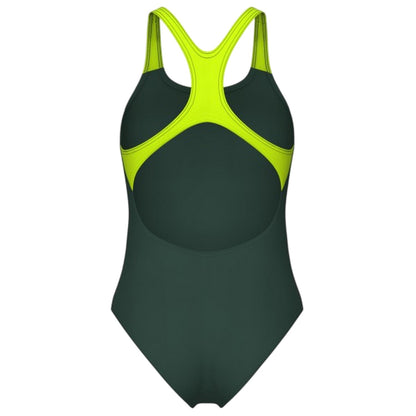Sage-Lime - Back - Arena Womens-Ladies Poseidnia Geometric One Piece Swimsuit