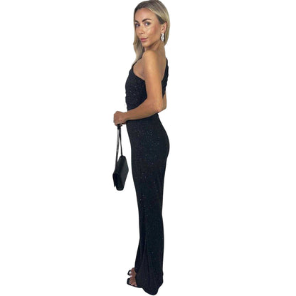 Black - Side - AX Paris Womens-Ladies Sparkle One Shoulder Jumpsuit