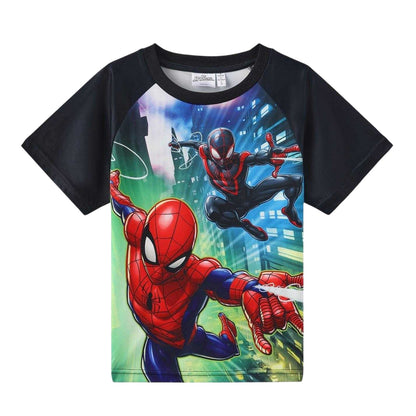 Black - Back - Spider-Man Childrens-Kids Crew Neck Short-Sleeved T-Shirt & Shorts Set