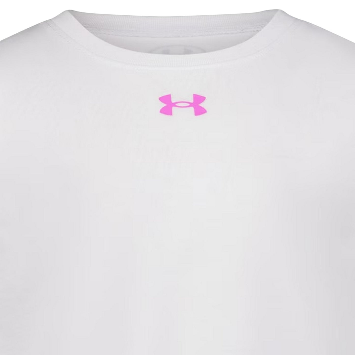 Pink-White - Side - Under Armour Childrens-Kids Short-Sleeved T-Shirt & Shorts Set