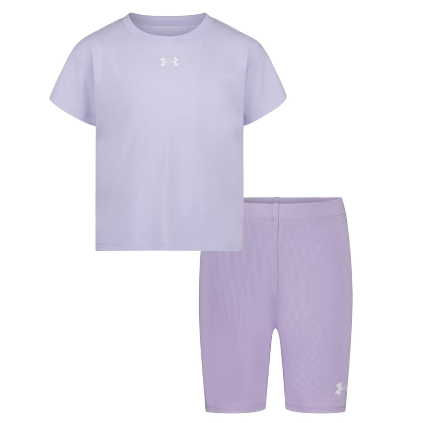 Purple - Front - Under Armour Childrens-Kids Short-Sleeved T-Shirt & Shorts Set