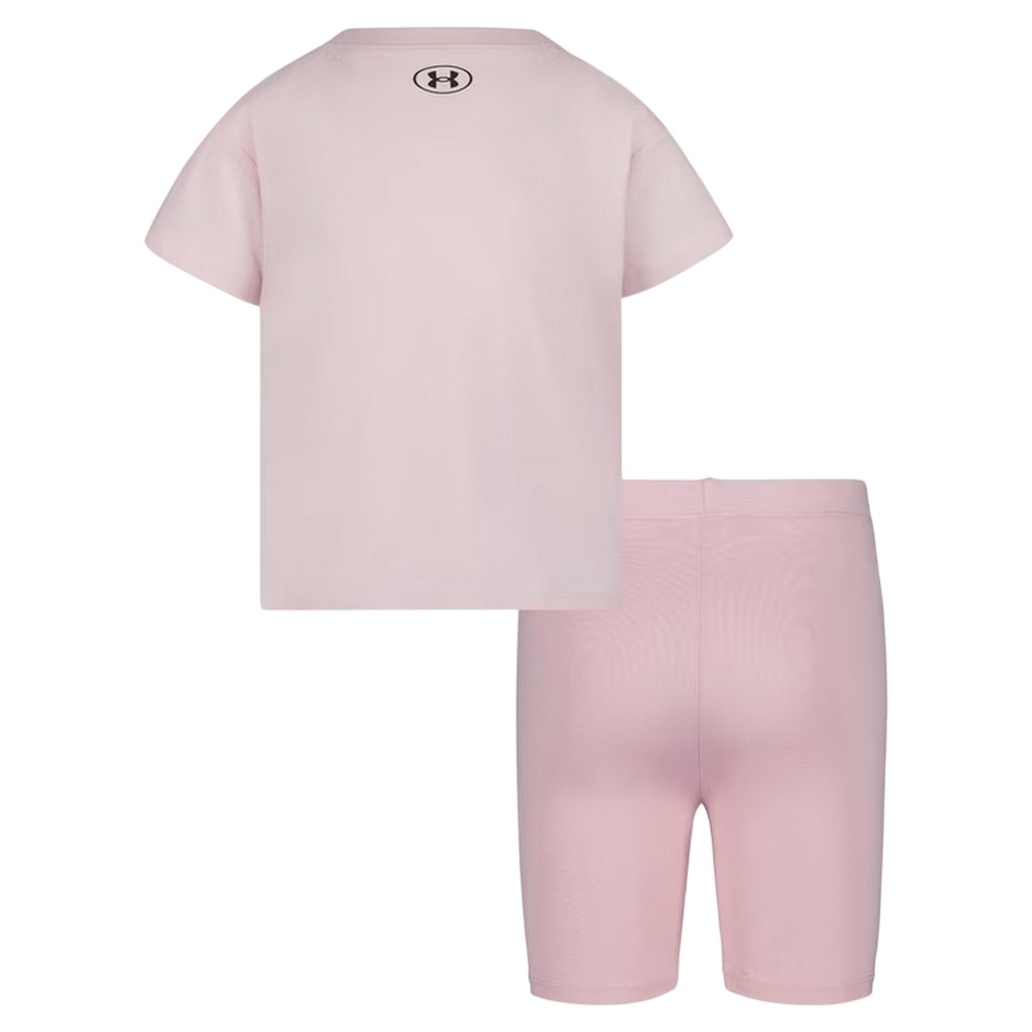 Pink - Back - Under Armour Childrens-Kids Short-Sleeved T-Shirt & Shorts Set
