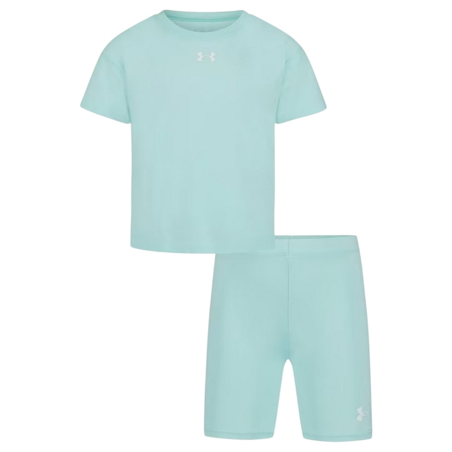 Mint Green - Front - Under Armour Childrens-Kids Short-Sleeved T-Shirt & Shorts Set