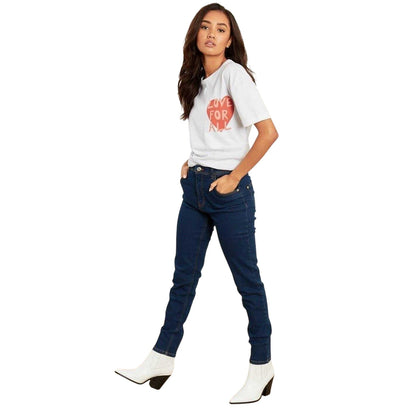 Blue - Side - Wednesday Womens-Ladies High Waist Skinny Jeans