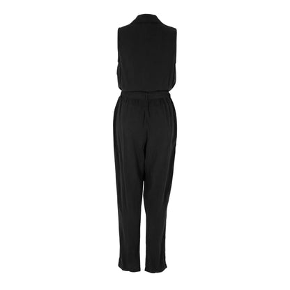 Vintage Black - Back - Bella Dahl Womens-Ladies Plain Collared Sleeveless Jumpsuit