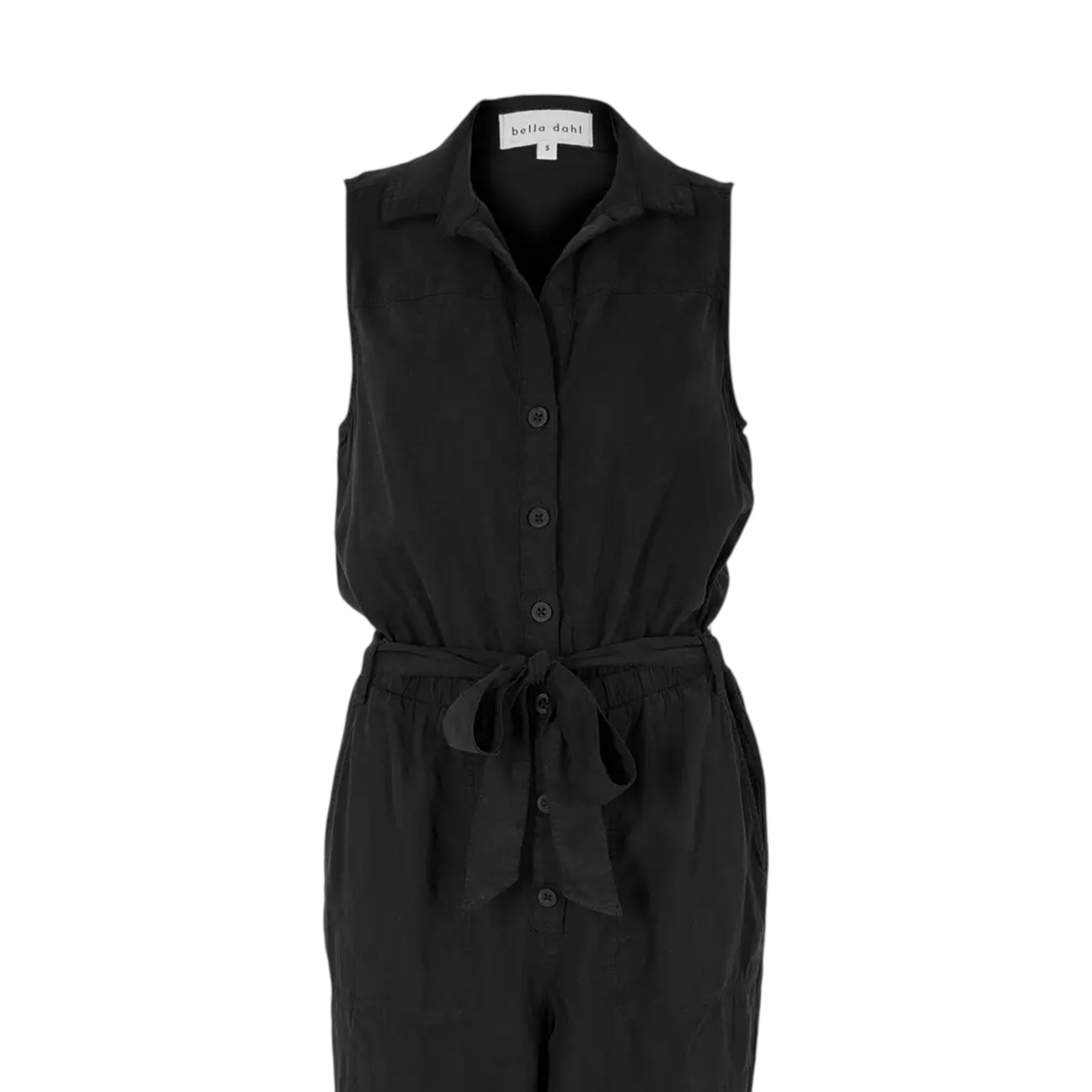 Vintage Black - Side - Bella Dahl Womens-Ladies Plain Collared Sleeveless Jumpsuit