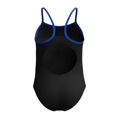 Anthracite-Deep Grey - Back - Speedo Girls Printed Thin Strap One Piece Swimsuit