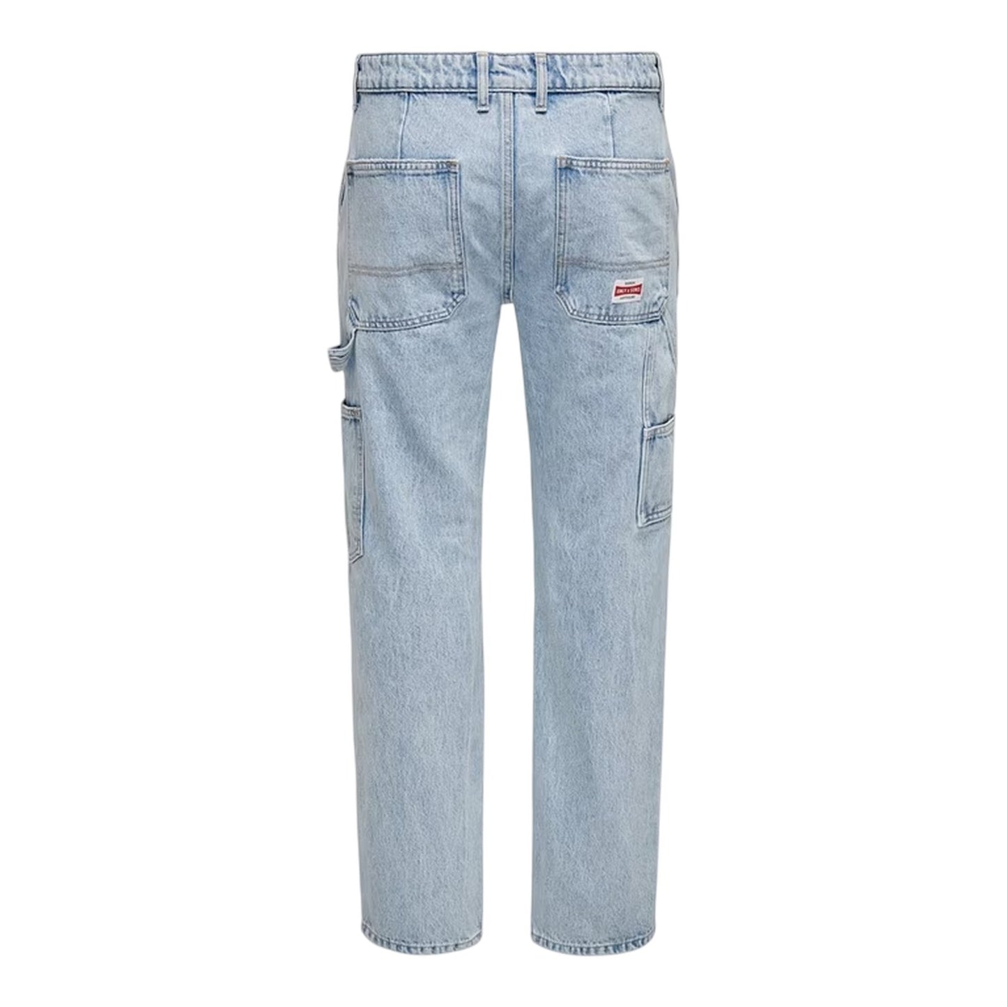 Light Denim Blue - Back - Only Mens Denim Carpenter Relaxed Fit Jeans