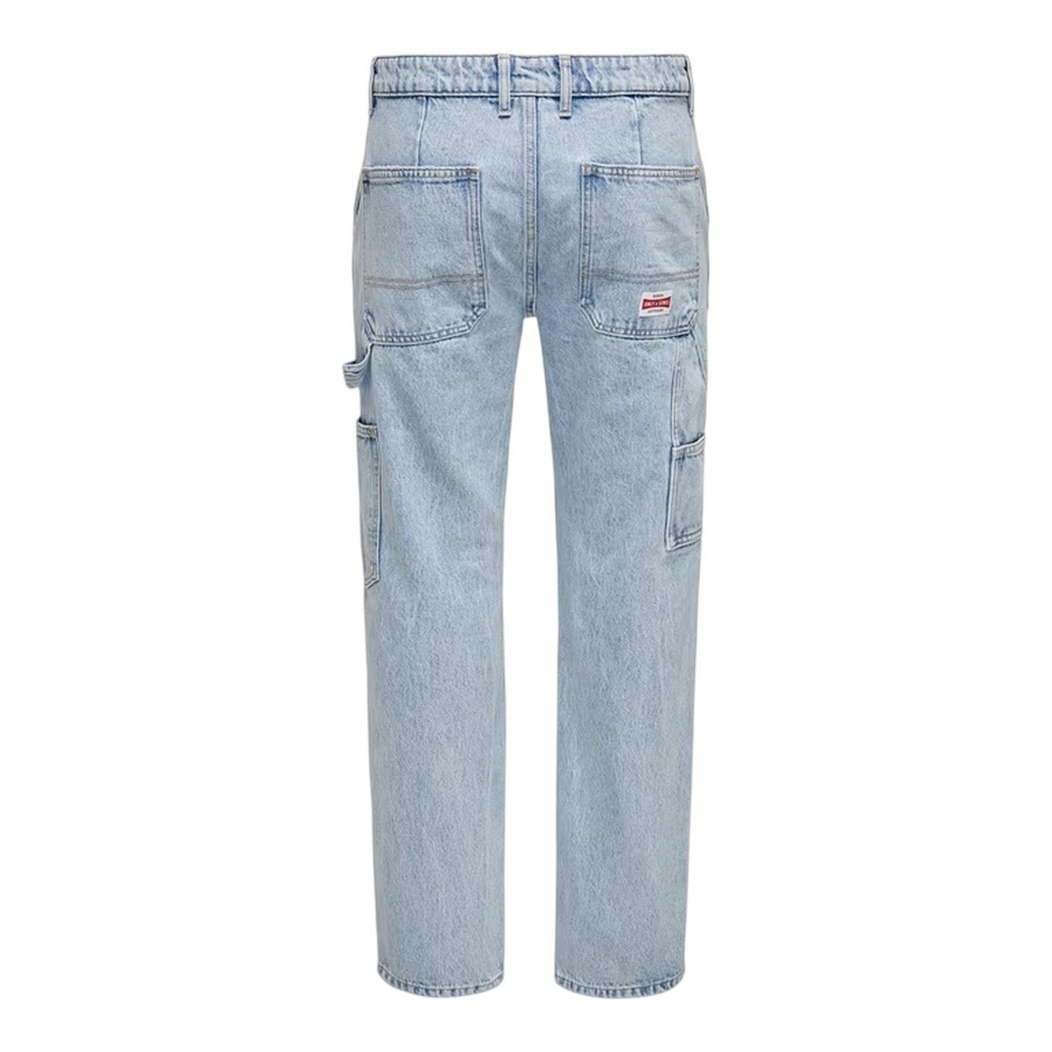 Light Denim Blue - Back - Only Mens Denim Carpenter Relaxed Fit Jeans