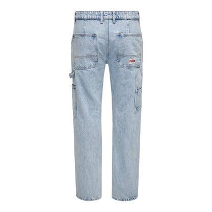 Light Denim Blue - Back - Only Mens Denim Carpenter Relaxed Fit Jeans