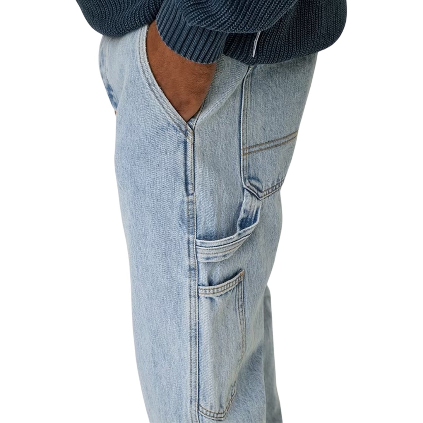 Light Denim Blue - Side - Only Mens Denim Carpenter Relaxed Fit Jeans